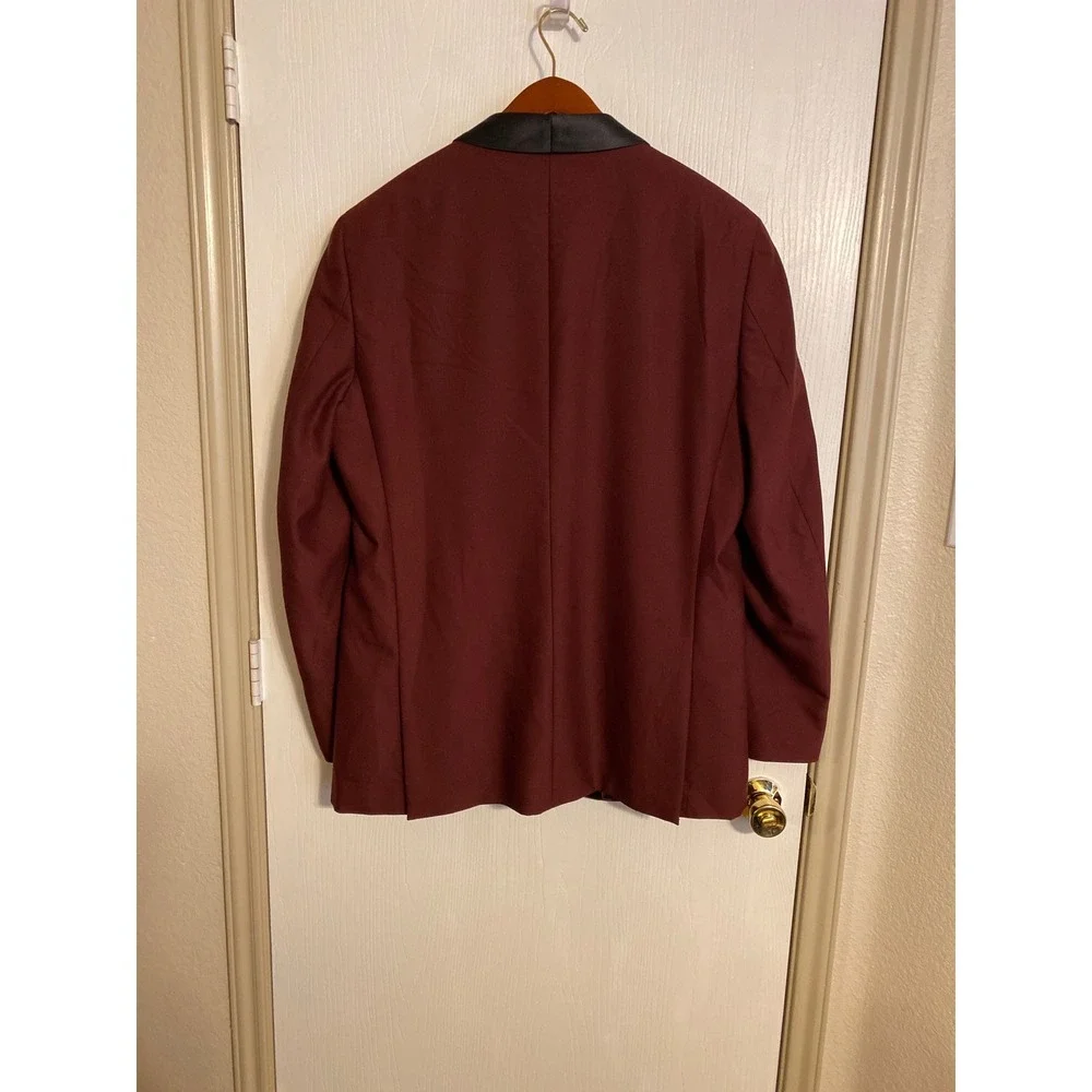 Berragamo Mens Burgundy Tuxedo Blazer Satin Shawl Lapel Madison-Tux 44L 38L